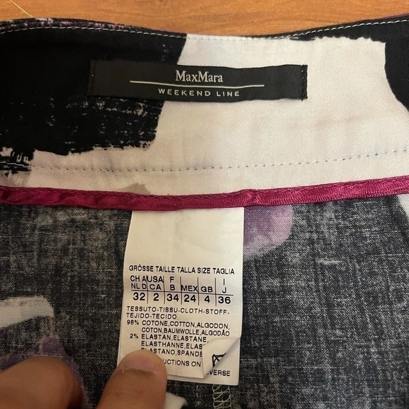 MAX MARA weekend line cotton purple geometric patterned midi skirt - Picture 9 of 9